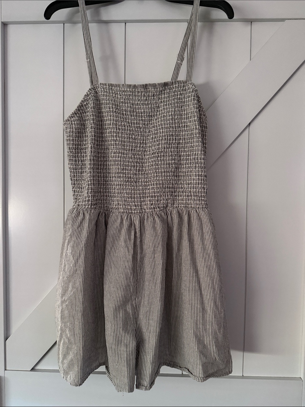 Universal Thread Striped Smocked Romper with Spaghetti Straps and pockets